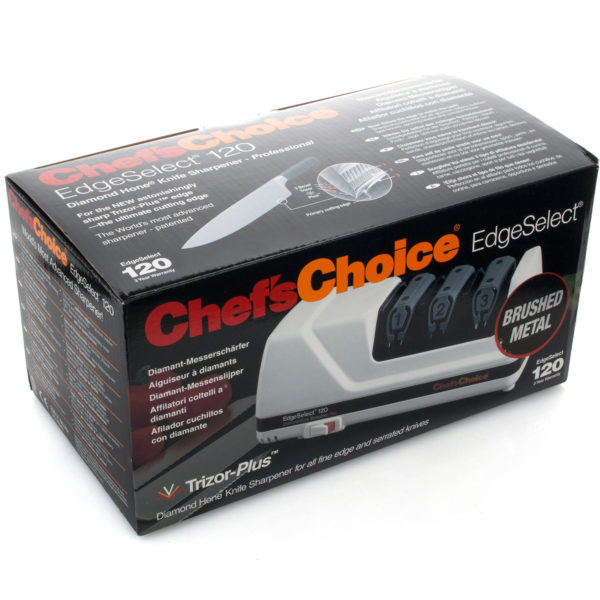 Электрическая точилка для домашних кухонных и профессиональных европейских ножей Chef'sChoice 120, точилка подойдет для кухонных, складных, охотничьих и серрейторных ножей. Официальный сайт ChefsChoice. Бесплатная доставка всех заказов!